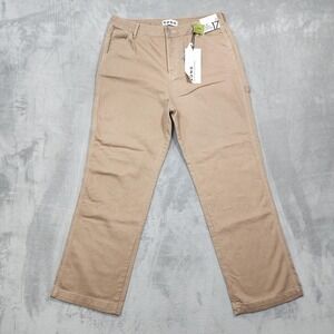 NEW S.O.N.G. Jeans Womens 17/33 Juniors Beige High Rise Carpenter 90s Boyfriend